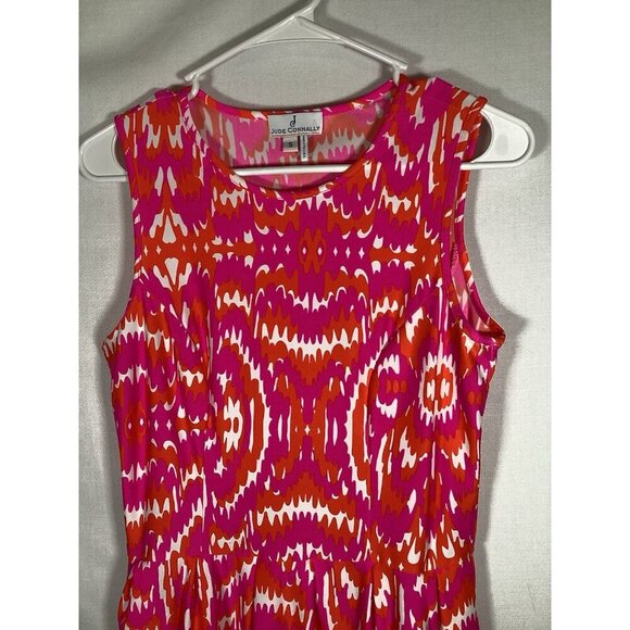 JUDE CONNALLY Bright Geometric Abstract Tank Dress Pockets Small Summer Vacation - Picture 3 of 7